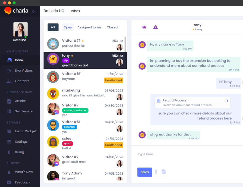 charla dashboard